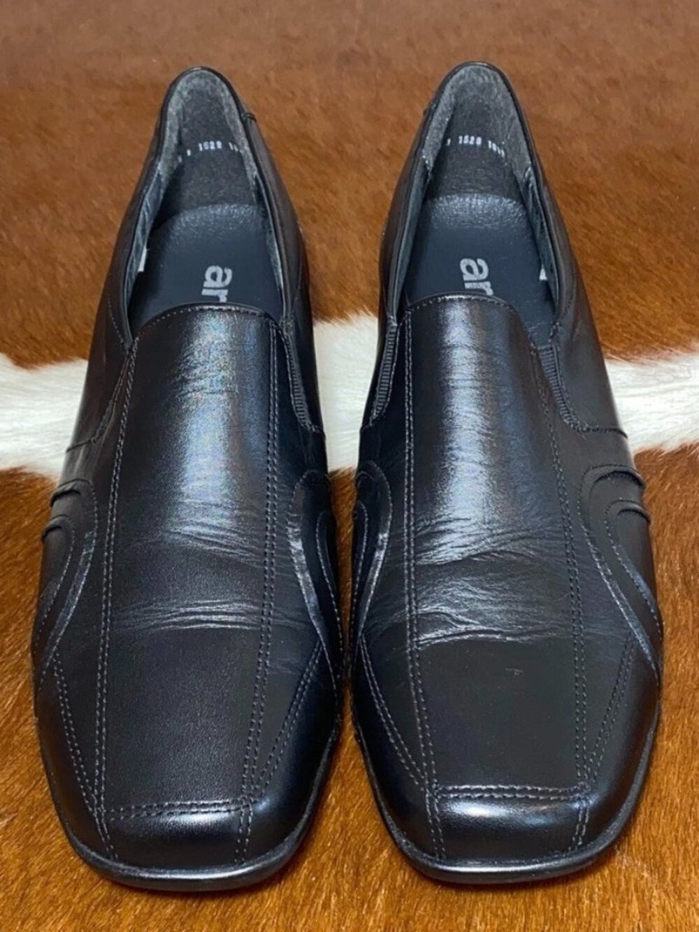 ARA Women's Black Leather Slip On Loafers Shoes US 11 / UK 8 1/2 H